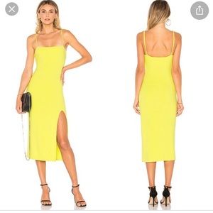 Lovers + Friends neon yellow slit dress XS